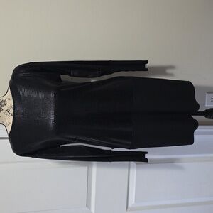 Eva Varro Long Sleeve 2 Tone Reptile Alligator Tunic Dress Black Sz XS S